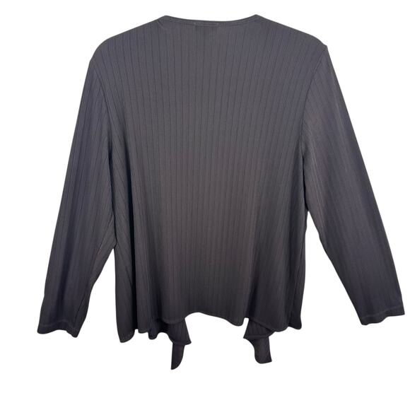 Easywear By Chico's Brown Long Sleeve Ribbed Stretchy Open Blouse Size L - Picture 2 of 5